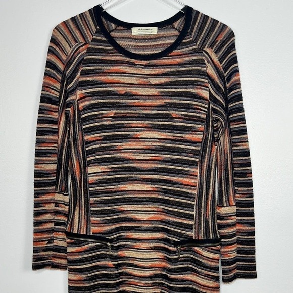Aldomartins Long Sleeve Wool Blend Sweater Dress Women Size 8 Lightweight Stripe - Picture 3 of 11